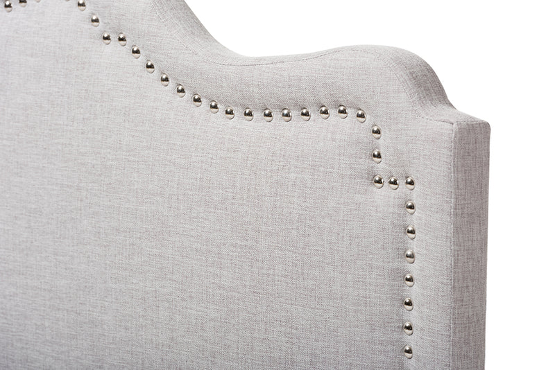 Carlyn Modern and Contemporary Greyish Beige Fabric Queen Size Headboard