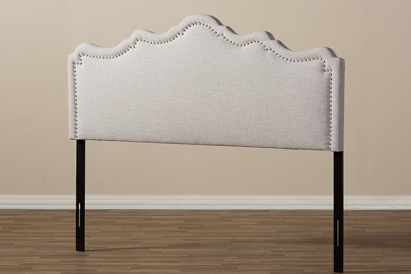 Carlyn Modern and Contemporary Greyish Beige Fabric King Size Headboard