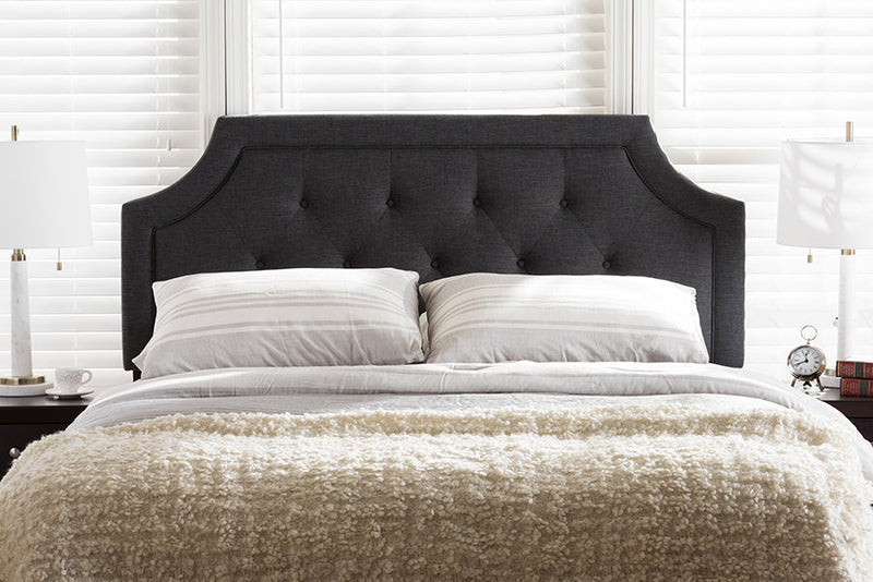 Augustine Dark Gray Fabric Full Size Headboard Baxton