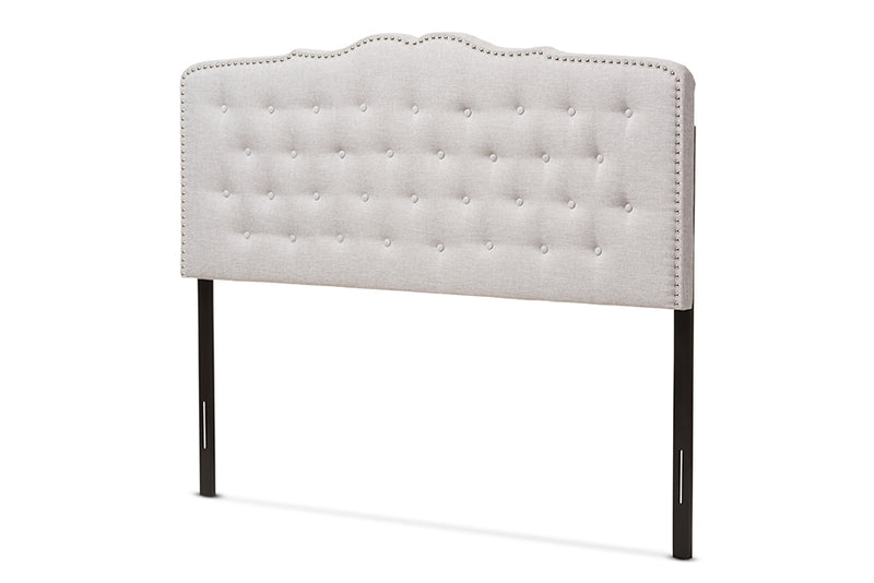 Waldmann Modern and Contemporary Greyish Beige Fabric Queen Size Headboard