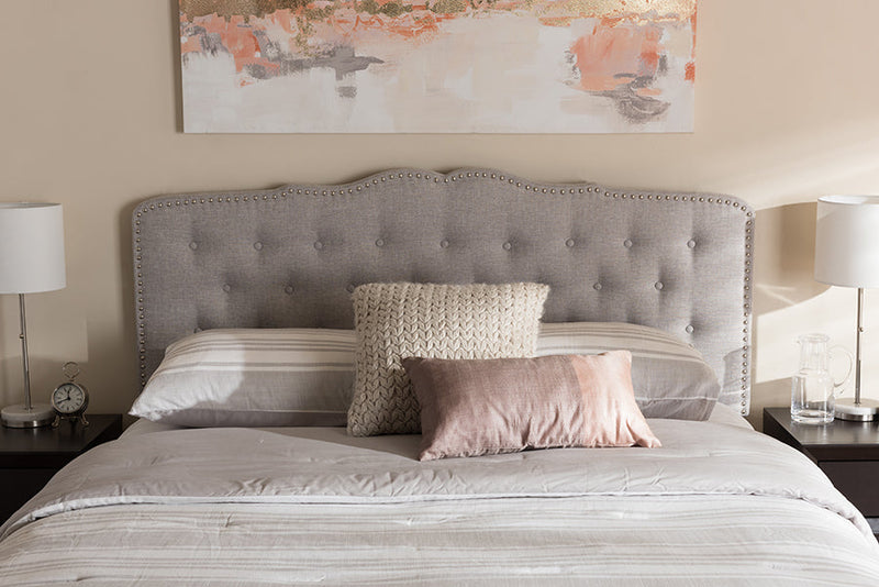 Waldmann Greyish Beige Fabric Queen Size Headboard Baxton