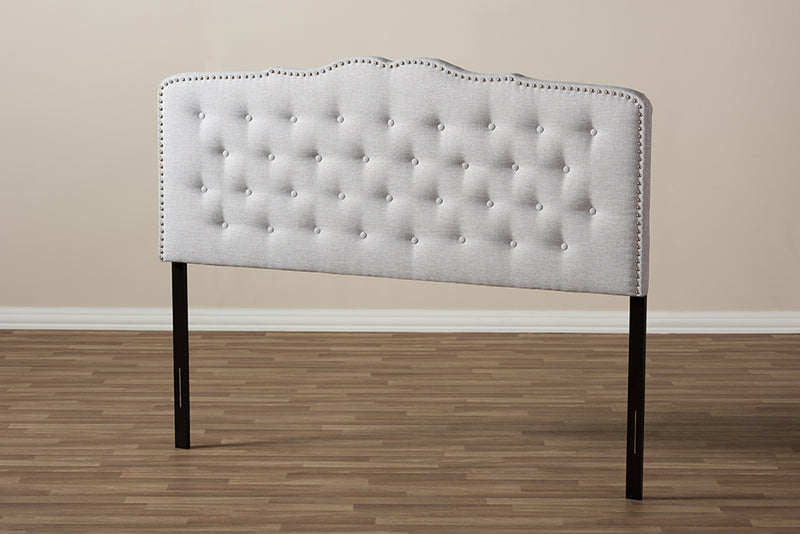 Waldmann Modern and Contemporary Greyish Beige Fabric Queen Size Headboard