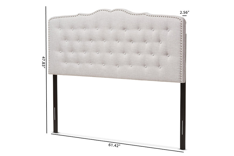 Waldmann Modern and Contemporary Greyish Beige Fabric Queen Size Headboard