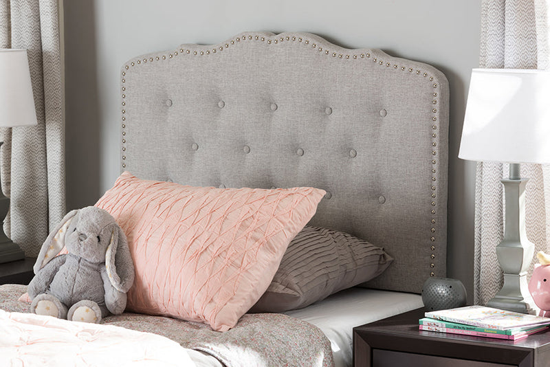 Waldmann Greyish Beige Fabric Twin Size Headboard Baxton