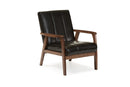 Ghina Black Faux Leather Wooden Lounge Chair Baxton