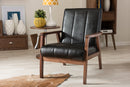 Ghina Black Faux Leather Wooden Lounge Chair Baxton