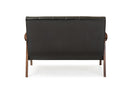 Ghina Black Faux Leather Wooden 2-Seater Loveseat Baxton