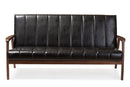 Ghina Black Faux Leather Wooden 3-Seater Sofa Baxton