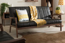 Ghina Black Faux Leather Wooden 3-Seater Sofa Baxton