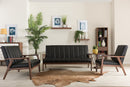 Ghina Black Faux Leather 3 Pieces Living Room Sets Baxton