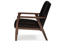 Ghina Dark Brown Faux Leather Wooden Lounge Chair Baxton