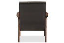 Ghina Dark Brown Faux Leather Wooden Lounge Chair Baxton