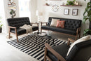 Kennedy Black Faux Leather Upholstered Wooden 3 Piece Living room Set Baxton