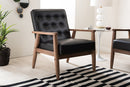 Kennedy Black Faux Leather Upholstered Wooden Lounge Chair Baxton