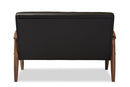 Kennedy Black Faux Leather Upholstered Wooden 2-seater Loveseat Baxton