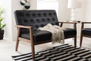 Kennedy Black Faux Leather Upholstered Wooden 2-seater Loveseat Baxton