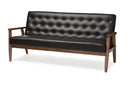 Kennedy Black Faux Leather Upholstered Wooden 3-seater Sofa Baxton