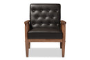 Kennedy Brown Faux Leather Upholstered Wooden Lounge Chair Baxton