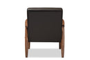 Kennedy Brown Faux Leather Upholstered Wooden Lounge Chair Baxton