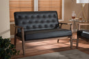 Kennedy Brown Faux Leather Upholstered Wooden 2-seater Loveseat Baxton
