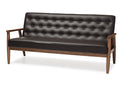 Kennedy Brown Faux Leather Upholstered Wooden 3-seater Sofa Baxton