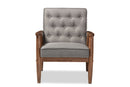 Kennedy Gray Fabric Upholstered Wooden Lounge Chair Baxton