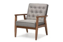 Kennedy Gray Fabric Upholstered Wooden Lounge Chair Baxton