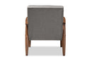 Kennedy Gray Fabric Upholstered Wooden Lounge Chair Baxton