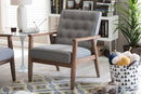 Kennedy Gray Fabric Upholstered Wooden Lounge Chair Baxton