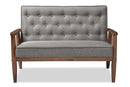 Kennedy Gray Fabric Upholstered Wooden 2-seater Loveseat Baxton