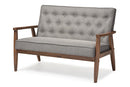 Kennedy Gray Fabric Upholstered Wooden 2-seater Loveseat Baxton