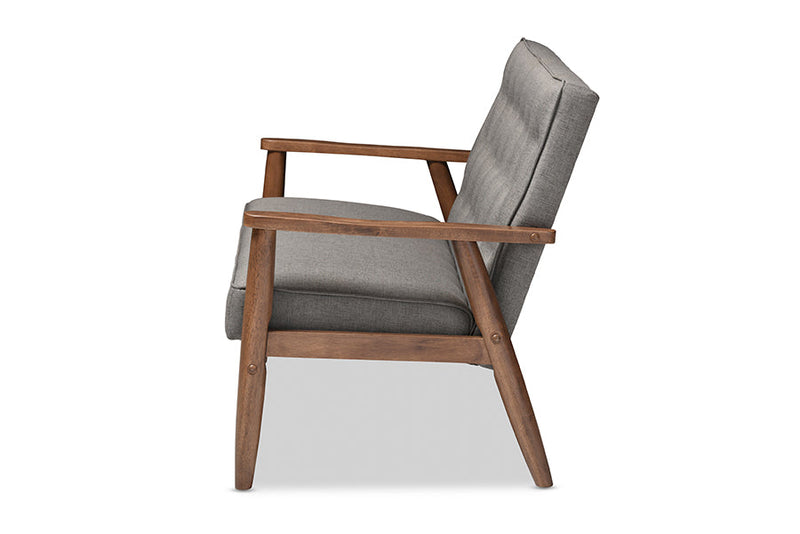 Kennedy Gray Fabric Upholstered Wooden 2-seater Loveseat Baxton