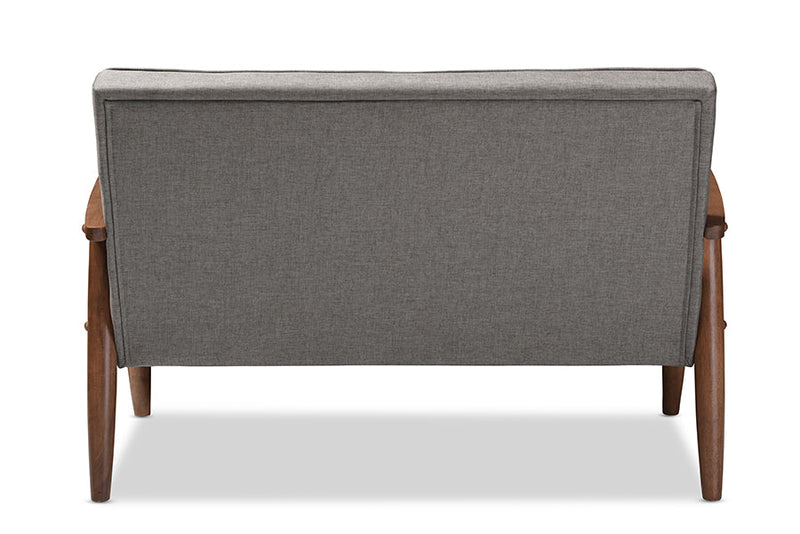 Kennedy Gray Fabric Upholstered Wooden 2-seater Loveseat Baxton