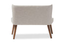 Tannis Brown Wood/Light Beige Fabric Button-Tufted 2-Seater Loveseat Settee Baxton