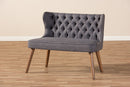 Tannis Brown Wood and Dark Gray Fabric Button-Tufting 2-Seater Loveseat Settee Baxton