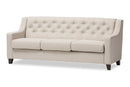 Raelynn Light Beige Fabric Upholstered Button-Tufted Living Room 3-Seater Sofa Baxton