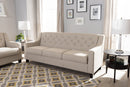 Raelynn Light Beige Fabric Upholstered Button-Tufted Living Room 3-Seater Sofa Baxton