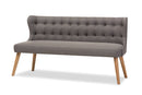 Graham Gray Fabric and Natural Wood Finishing 3-Seater Settee Bench Baxton