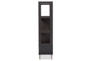Honore Dark Brown Wood Leaning Bookcase w/Display Shelves and One Drawer Baxton