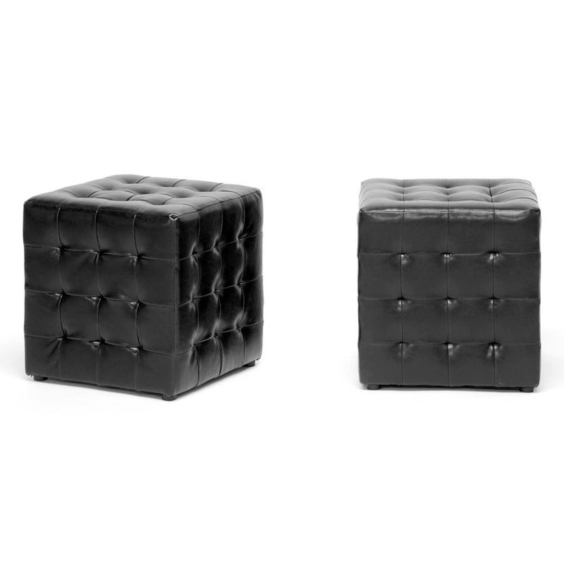 Henry Black Modern Cube Ottoman (Set of 2)