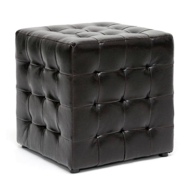 Henry Dark Brown Modern Cube Ottoman (Set of 2) Baxton