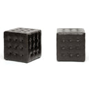 Henry Dark Brown Modern Cube Ottoman (Set of 2) Baxton