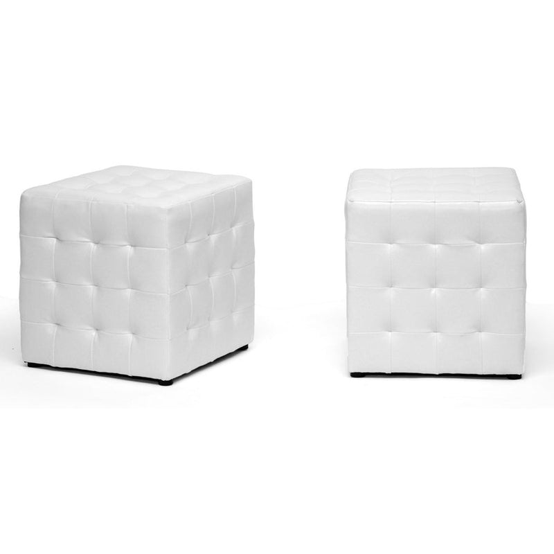 Henry White Modern Cube Ottoman (Set of 2) Baxton