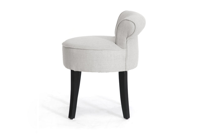 Ivora Button Tufted Beige Linen Modern Lounge Stool