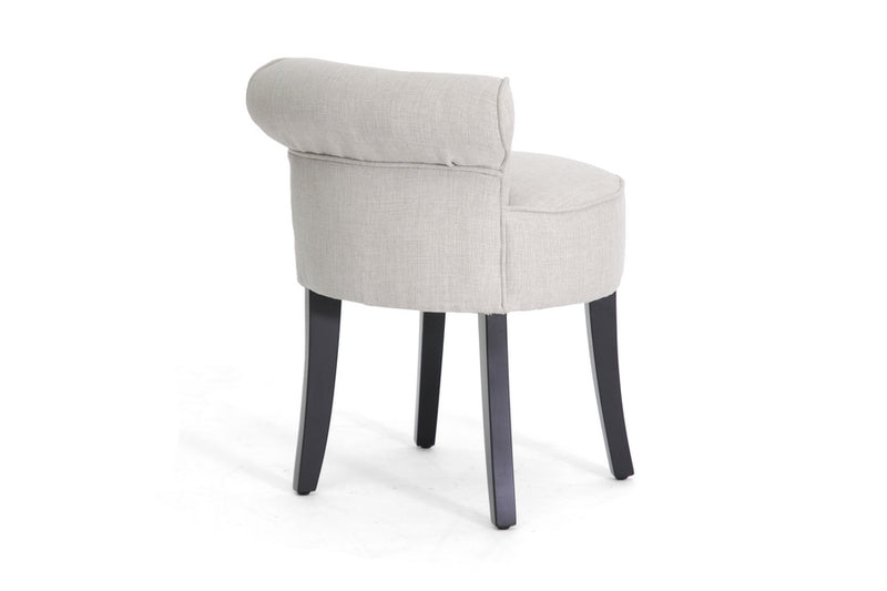 Ivora Button Tufted Beige Linen Modern Lounge Stool