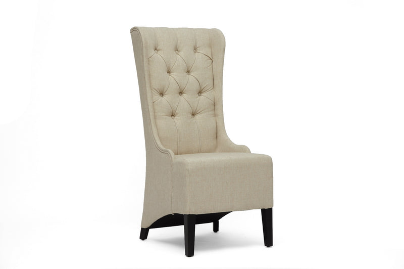 Belen Button Tufted Beige Linen Modern Accent Chair