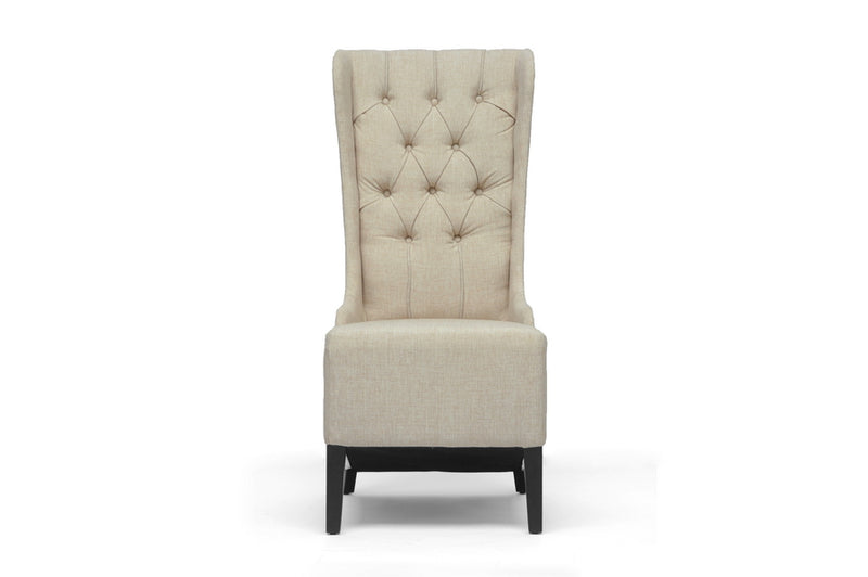 Belen Button Tufted Beige Linen Modern Accent Chair