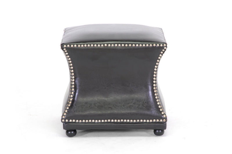 Kuro Dark Brown Modern Leather Ottoman Baxton