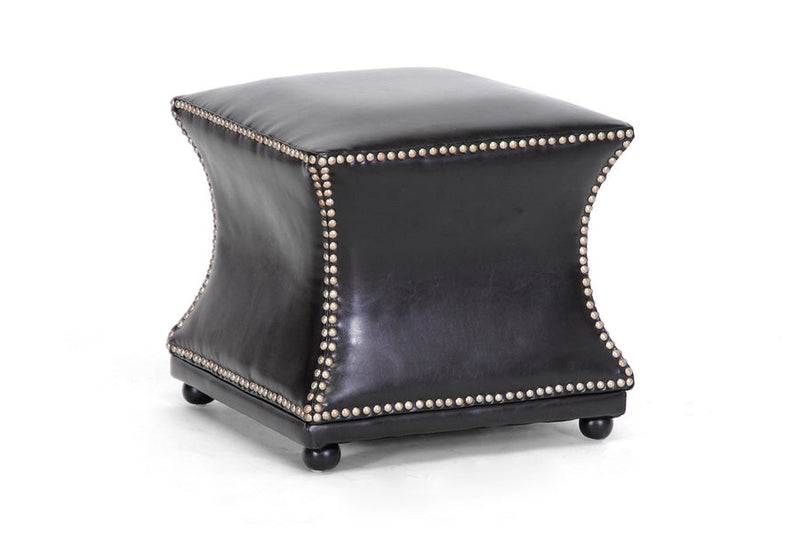 Kuro Dark Brown Modern Leather Ottoman Baxton