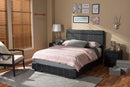Avignon Black Faux Leather Full Size Platform Bed Baxton